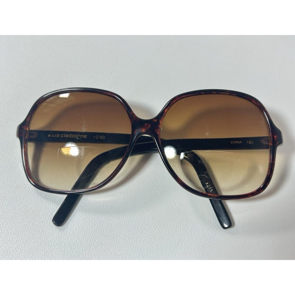 Liz Claiborne Sun Readers +2.50 Oversize Butterfly Bi-Focal Brown Gradient Used